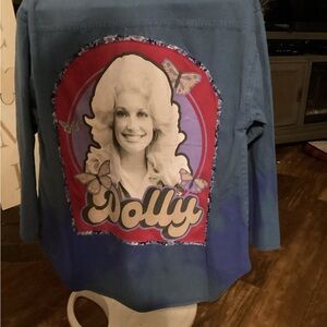 Blue Shirt with Dolly Parton Graphic